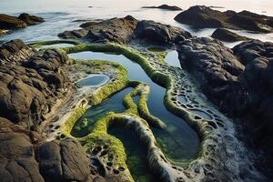 AI generated The ebb and flow of tide pools. Generative AI photo