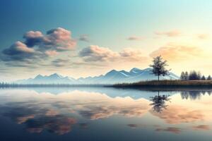 ai generado tranquilo y calmante antecedentes con un calma y reflexivo lago. generativo ai foto