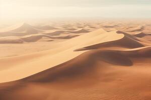 AI generated Aerial background of a vast desert landscape with dunes and solitude. Generative AI photo