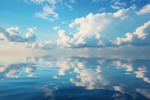 AI generated The reflection of clouds on a glassy sea. Generative AI photo