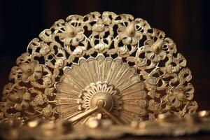 AI generated An ornate antique fan with intricate filigree. Generative AI photo