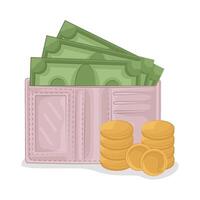 Illustration of women wallet with money vector