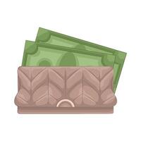 ilustración de mujer billetera con dinero vector