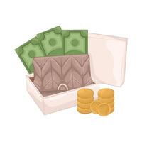 Illustration of women wallet with money vector