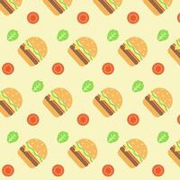 Seamless Burger pattern in minimalistic style. Fast food icon. Vector illustration.