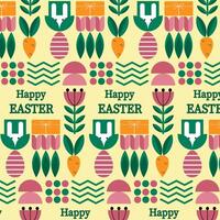 Easter cute fun geometric pattern with Easter eggs. Vector illustration.