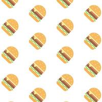 Seamless Burger pattern in minimalistic style. Fast food icon. Vector illustration.