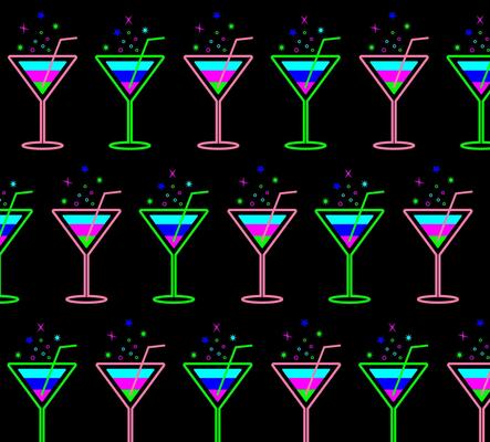 Pattern with martini glasses of different colors. Decor with alcoholic drinks. Vector.