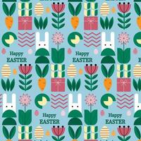 Easter cute fun geometric pattern with Easter eggs. Vector illustration.