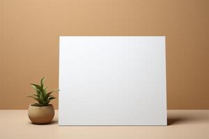 ai generado minimalista blanco caja con un vibrante verde planta adentro. generativo ai foto