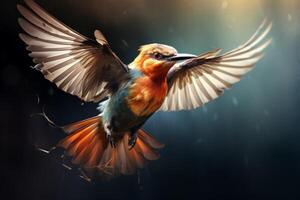 AI generated An artistic image of a bird in flight, showcasing the beauty of natural motion. Generative AI photo