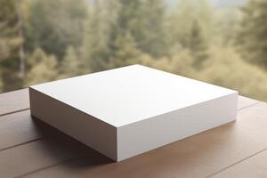 AI generated Close up of a plain white box mock up with a matte finish. Generative AI photo