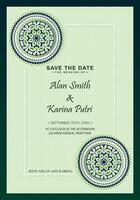 green wedding invitations mandala style vector