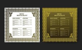 green and white restaurant menu with texture pattern elements vector