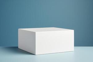 AI generated Close up of a plain white box on a simple and clean backdrop. Generative AI photo