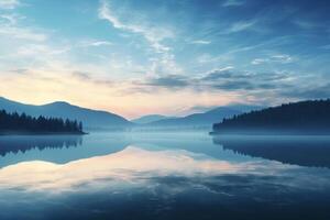 AI generated Tranquil and soothing background with a calm and reflective lake. Generative AI photo