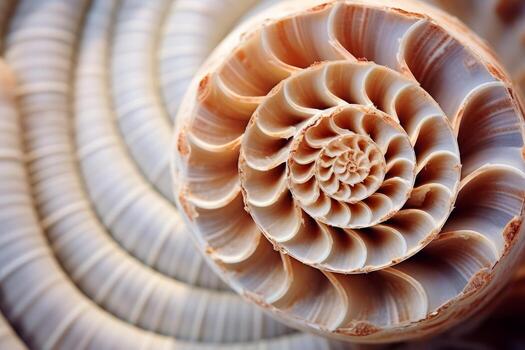 AI generated The fine details of a seashell's spiral. Generative AI photo