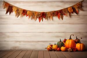 AI generated A decorative Thanksgiving banner hanging on a wall. Generative AI photo