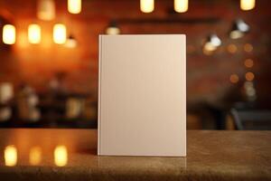 AI generated Box mock up on a blank notebook cover with soft lighting. Generative AI photo