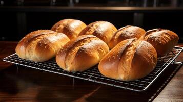 AI generated A tray of freshly baked bread. Generative AI photo