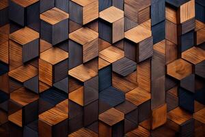 AI generated Artistic wood wall design with geometric patterns. Generative AI photo