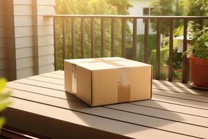 AI generated A package being placed on a porch. Generative AI photo