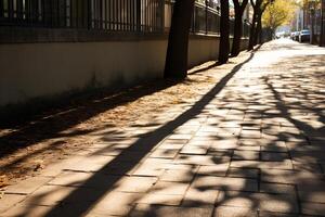 AI generated Sunlight casting beautiful shadows on the sidewalk. Generative AI photo