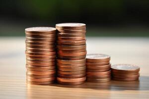 AI generated A stack of euro cent coins. Generative AI photo