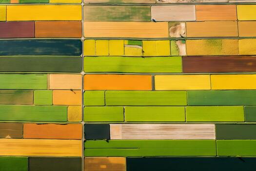 AI generated Aerial drone view of diverse crop fields. Generative AI photo