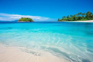 AI generated A pristine beach with clear blue waters, serving as a reminder of the need for regular water quality checks in coastal areas. Generative AI photo