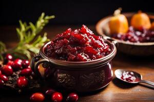 AI generated A cranberry chutney with a hint of spice. Generative AI photo