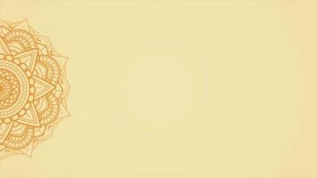 Elegant Light Yellow Saffron Gold Blank Horizontal Plain Video Background with Animated Citrus Mandala Harmony Design