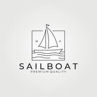 sail boat line art emblem logo, icon , minimalist design logo marine, sign and symbol vector