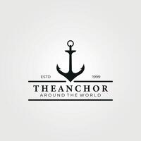 the anchor with typography logo vector vintage illustration design