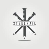 steel nail logo vintage illustration design vector