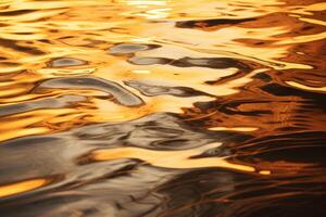 AI generated A shimmering reflection of a golden sunset on the rippling surface of a river. Generative AI photo