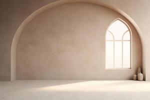 AI generated Empty room with neutral tones for mock ups. Generative AI photo