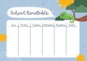 flat design vector school education timetable class schedule printable template