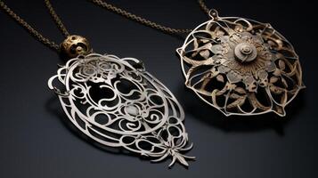 AI generated Intricate metalwork jewelry. Generative AI photo