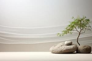 ai generado tranquilo y calmante antecedentes con un zen rock del jardín sencillez. generativo ai foto