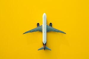 AI generated Bright Airplane yellow banner. Generate Ai photo