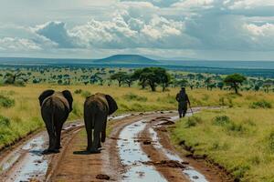 AI generated Adventurous African safari walk. Generate Ai photo