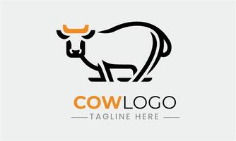 AI generated Cow minimalist logo vector design template idea