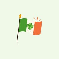 Logo Design Happy St.Patrick's Day Irish flag clover flag. icon design element vector