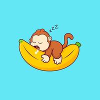 gratis linda mono vector dormido en plátano