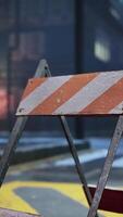 A construction sign sitting on the side of a road video