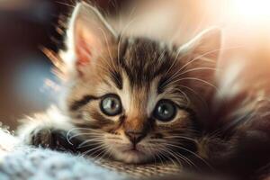 AI generated Fluffy Adorable cute kitten. Generate Ai photo