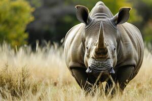 AI generated Majestic African rhino head animal. Generate Ai photo