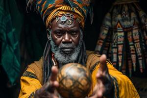 AI generated Revered African shaman. Generate Ai photo