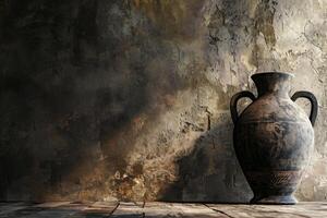 AI generated Ancient Old amphora vase. Generate Ai photo